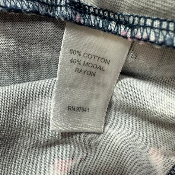 J. Jill Seahorse Print Skirt Navy Pink Purple Peach Medium Knit Pockets Stretch - Picture 6 of 6